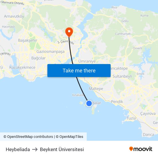 Heybeliada to Beykent Üniversitesi map