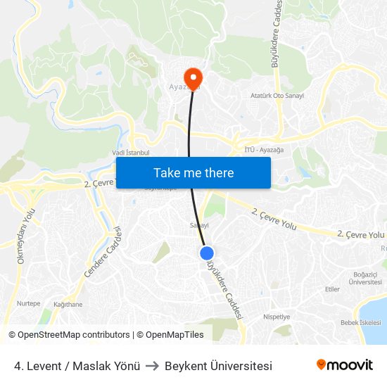 4. Levent / Maslak Yönü to Beykent Üniversitesi map