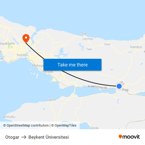 Otogar to Beykent Üniversitesi map