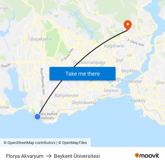 Florya Akvaryum to Beykent Üniversitesi map