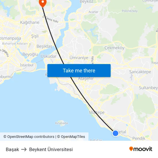Başak to Beykent Üniversitesi map
