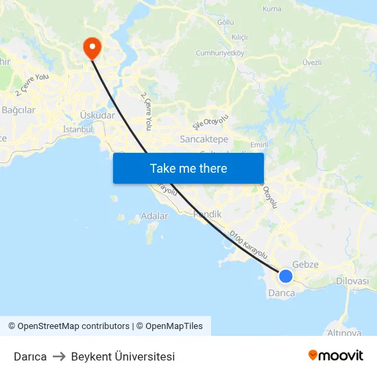 Darıca to Beykent Üniversitesi map