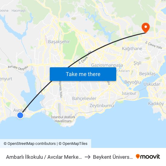 Ambarlı İlkokulu / Avcılar Merkez Yönü to Beykent Üniversitesi map