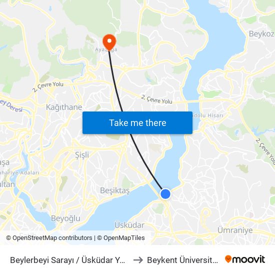 Beylerbeyi Sarayı / Üsküdar Yönü to Beykent Üniversitesi map