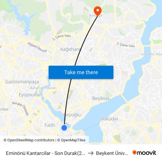 Eminönü Kantarcilar - Son Durak(26-70ke) Yönü to Beykent Üniversitesi map