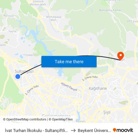 İvat Turhan İlkokulu - Sultançiftligi Yönü to Beykent Üniversitesi map