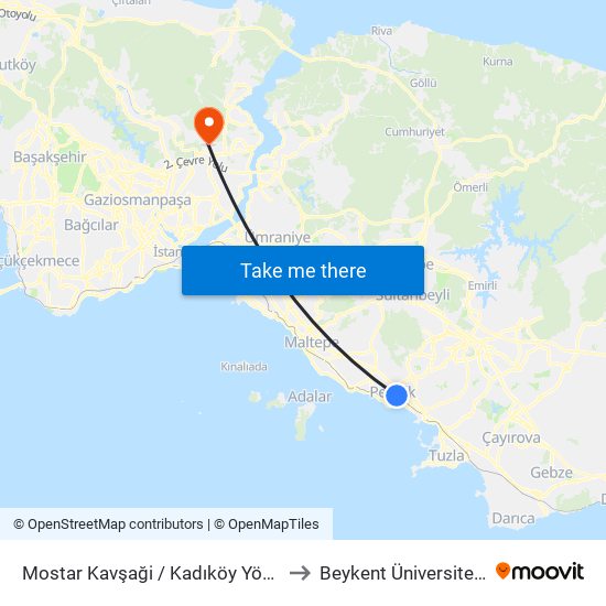 Mostar Kavşaği / Kadıköy Yönü to Beykent Üniversitesi map