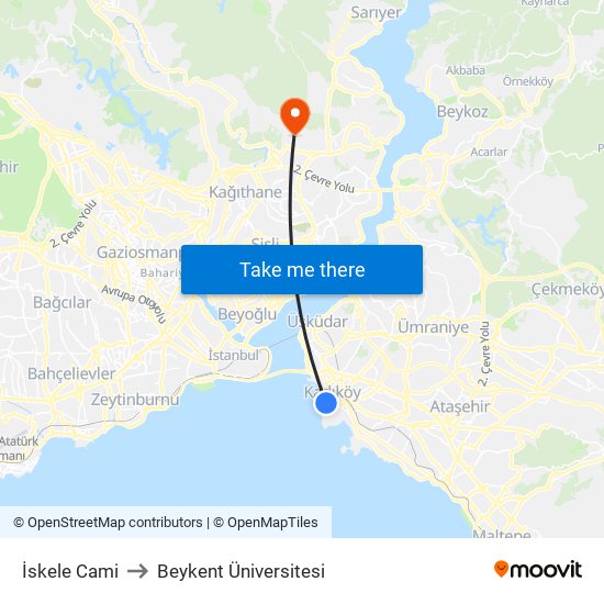 İskele Cami to Beykent Üniversitesi map