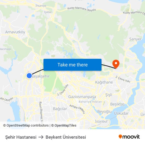 Şehir Hastanesi to Beykent Üniversitesi map