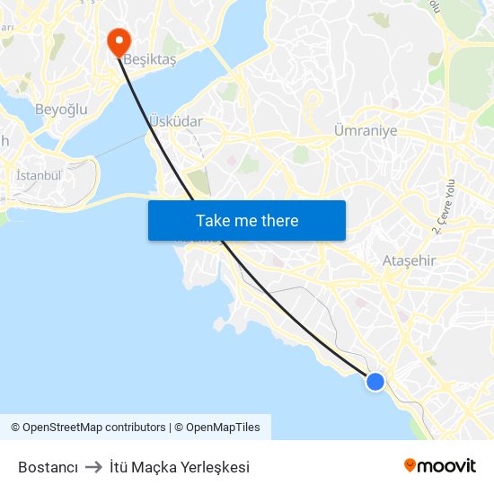 Bostancı to İtü Maçka Yerleşkesi map