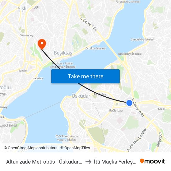 Altunizade Metrobüs - Üsküdar Yönü to İtü Maçka Yerleşkesi map