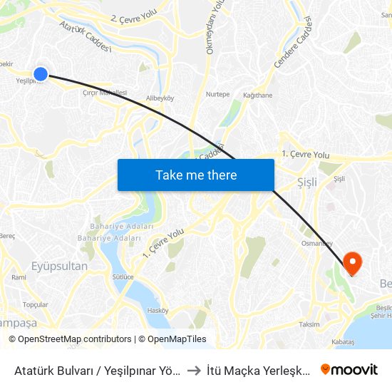 Atatürk Bulvarı / Yeşilpınar Yönü to İtü Maçka Yerleşkesi map