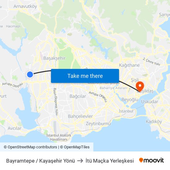 Bayramtepe / Kayaşehir Yönü to İtü Maçka Yerleşkesi map