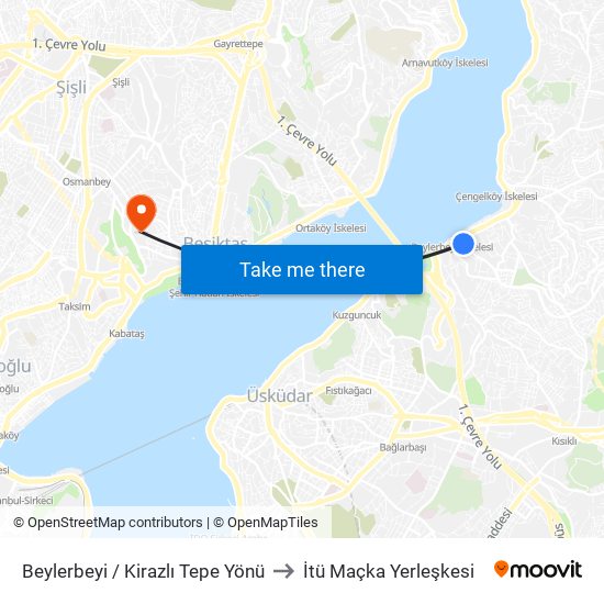 Beylerbeyi / Kirazlı Tepe Yönü to İtü Maçka Yerleşkesi map