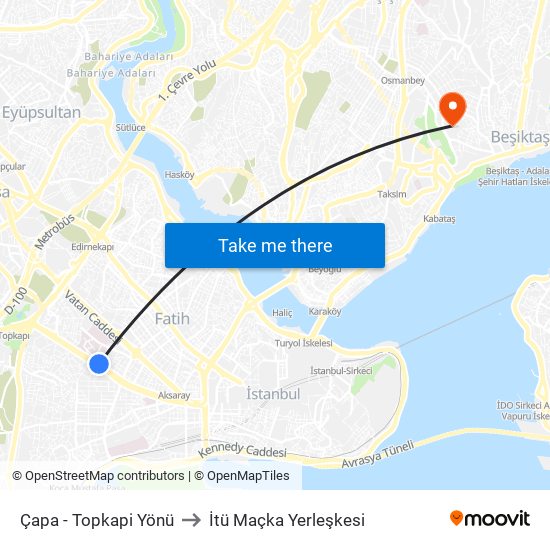 Çapa - Topkapi Yönü to İtü Maçka Yerleşkesi map