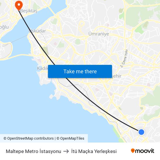 Maltepe Metro İstasyonu to İtü Maçka Yerleşkesi map