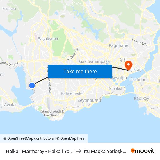 Halkali Marmaray - Halkali Yönü to İtü Maçka Yerleşkesi map