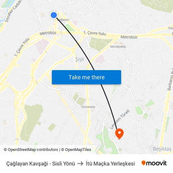 Çağlayan Kavşaği - Sisli Yönü to İtü Maçka Yerleşkesi map