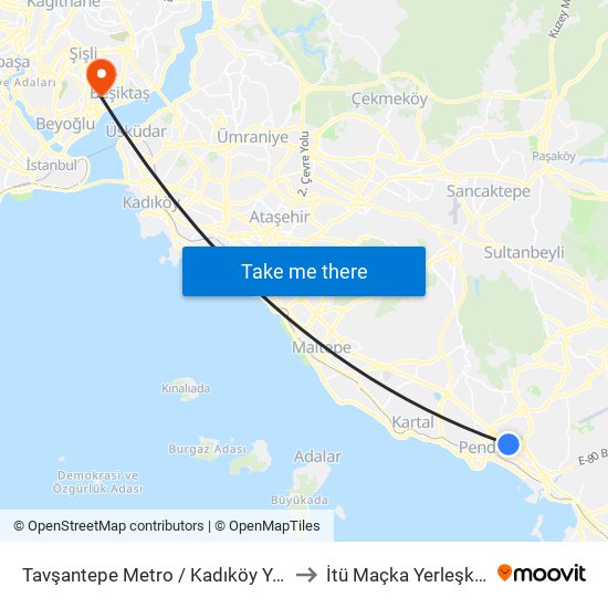 Tavşantepe Metro / Kadıköy Yönü to İtü Maçka Yerleşkesi map