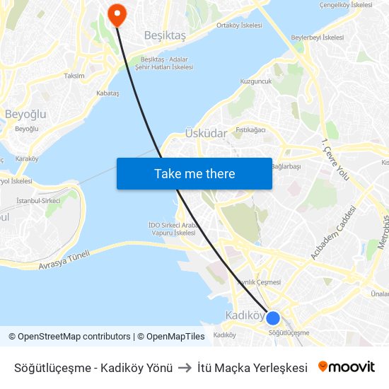 Söğütlüçeşme - Kadiköy Yönü to İtü Maçka Yerleşkesi map