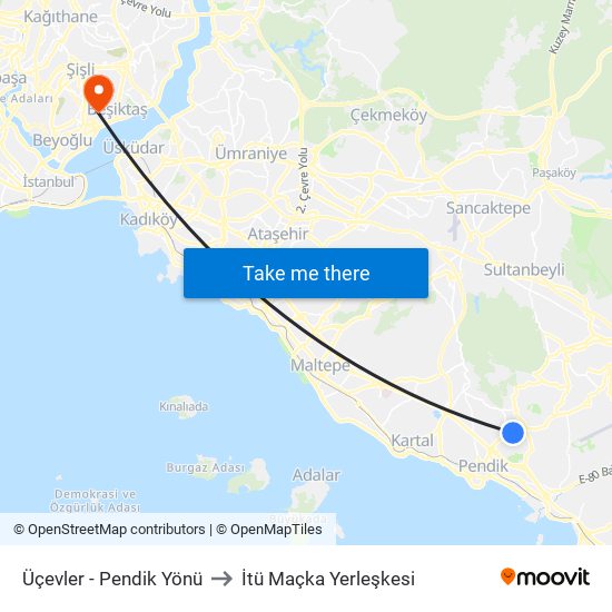 Üçevler - Pendik Yönü to İtü Maçka Yerleşkesi map