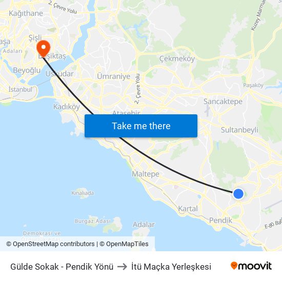 Gülde Sokak - Pendik Yönü to İtü Maçka Yerleşkesi map