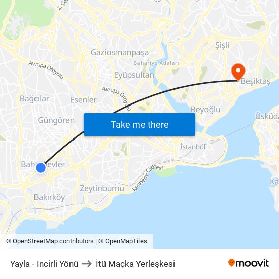 Yayla - Incirli Yönü to İtü Maçka Yerleşkesi map