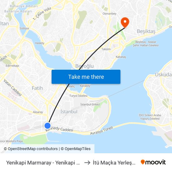 Yenikapi Marmaray - Yenikapi Yönü to İtü Maçka Yerleşkesi map