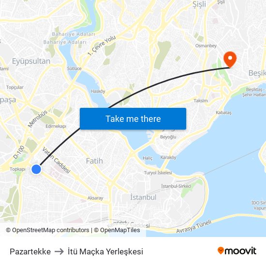 Pazartekke to İtü Maçka Yerleşkesi map