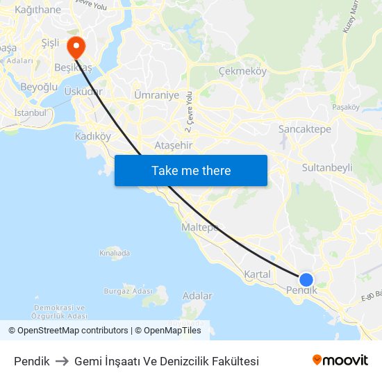 Pendik to Gemi İnşaatı Ve Denizcilik Fakültesi map