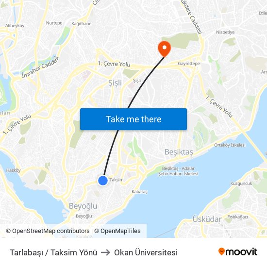 Tarlabaşı / Taksim Yönü to Okan Üniversitesi map