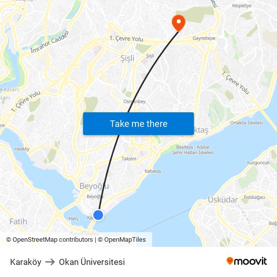 Karaköy to Okan Üniversitesi map