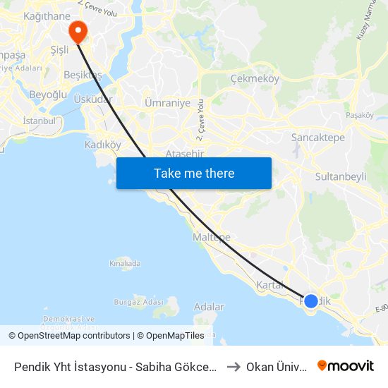 Pendik Yht İstasyonu - Sabiha Gökcen Havalimani Yönü to Okan Üniversitesi map