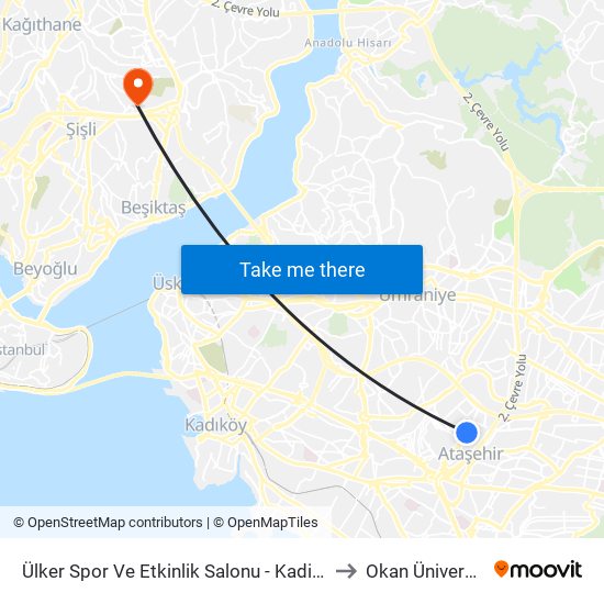 Ülker Spor Ve Etkinlik Salonu - Kadiköy Yönü to Okan Üniversitesi map