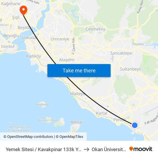 Yemek Sitesi / Kavakpinar 133k Yönü to Okan Üniversitesi map