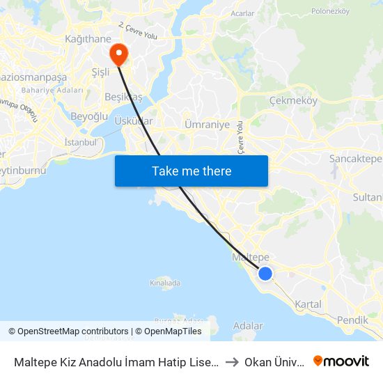 Maltepe Kiz Anadolu İmam Hatip Lisesi - Pendik 17 Yönü to Okan Üniversitesi map