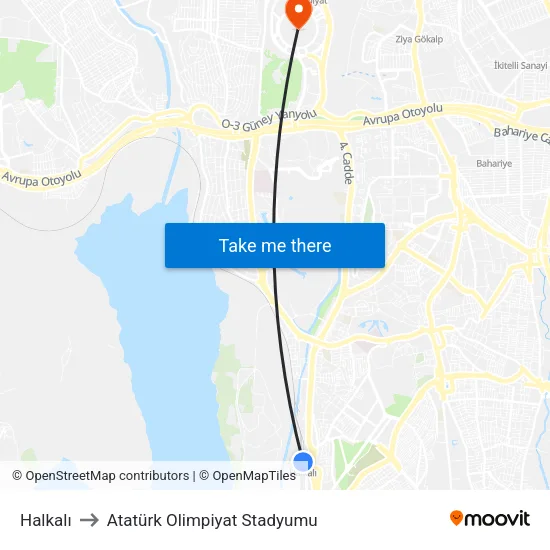 Halkalı to Atatürk Olimpiyat Stadyumu map