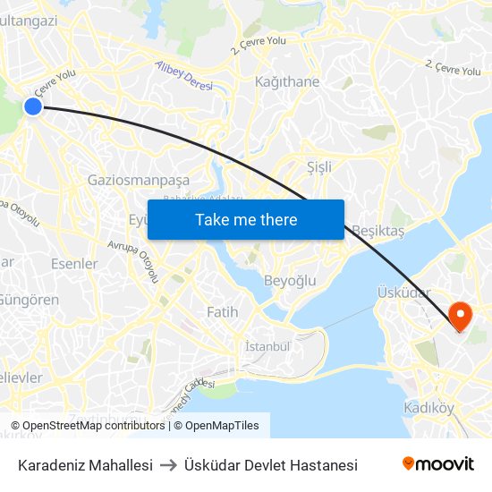 Karadeniz Mahallesi to Üsküdar Devlet Hastanesi map