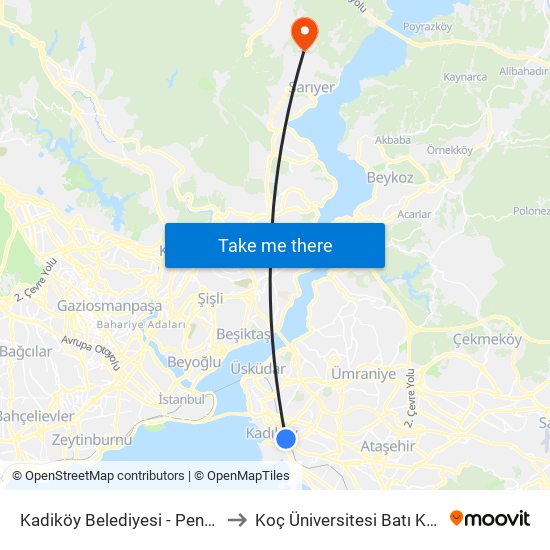 Kadiköy Belediyesi - Pendik Yönü to Koç Üniversitesi Batı Kampüsü map