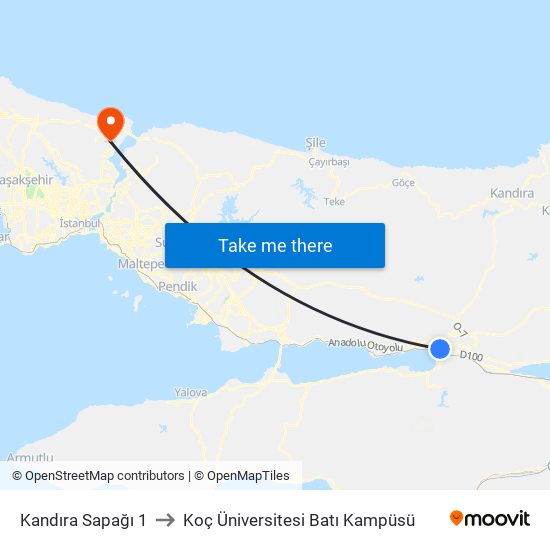 Kandıra Sapağı 1 to Koç Üniversitesi Batı Kampüsü map