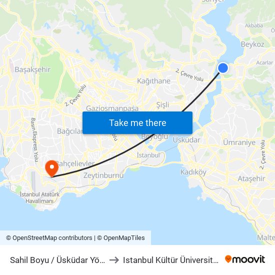 Sahil Boyu / Üsküdar Yönü to Istanbul Kültür Üniversitesi map