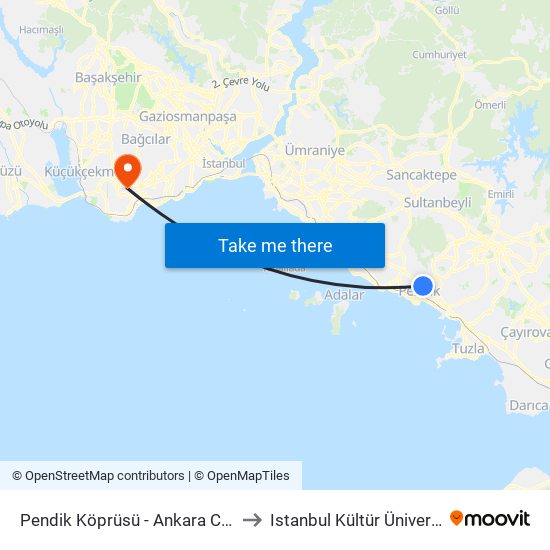 Pendik Köprüsü  - Ankara Cd Yönü to Istanbul Kültür Üniversitesi map