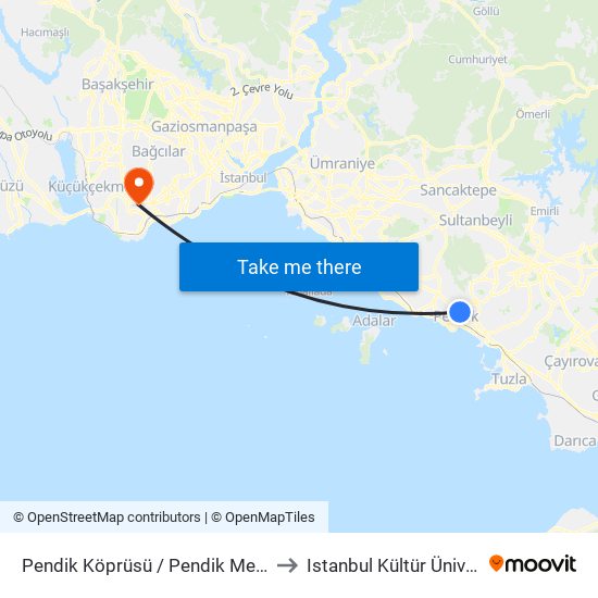 Pendik Köprüsü / Pendik Merkez Yönü to Istanbul Kültür Üniversitesi map