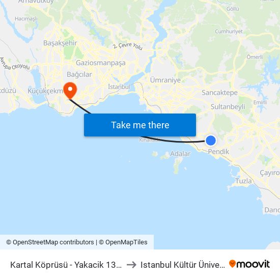 Kartal Köprüsü - Yakacik 132s Yönü to Istanbul Kültür Üniversitesi map