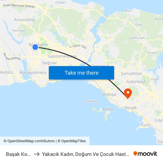 Başak Konutları to Yakacık Kadın, Doğum Ve Çocuk Hastalıkları Hastanesi map