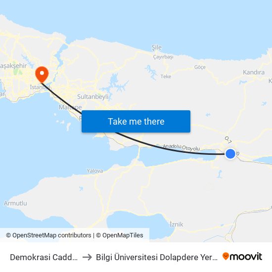 Demokrasi Caddesi 7 to Bilgi Üniversitesi Dolapdere Yerleşkesi map