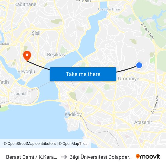 Beraat Cami / K.Karabekir Yönü to Bilgi Üniversitesi Dolapdere Yerleşkesi map