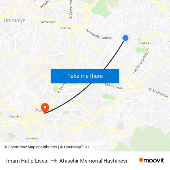 İmam Hatip Lisesi to Ataşehir Memorial Hastanesi map
