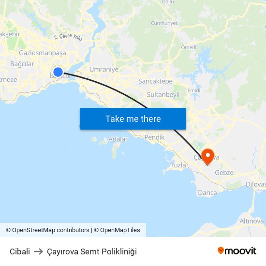 Cibali to Çayırova Semt Polikliniği map