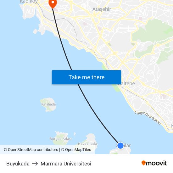 Büyükada to Marmara Üniversitesi map